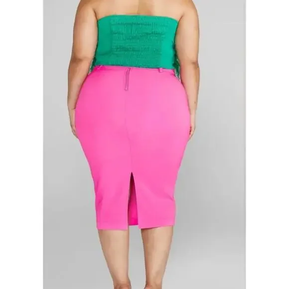 Fashion to Figure Pink Alina Belted Midi Skirt 4X - Picture 3 of 8